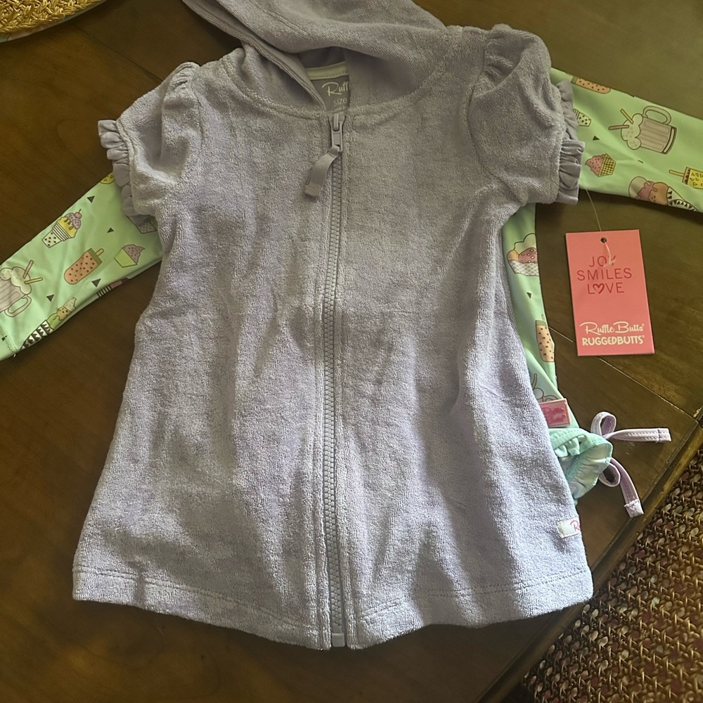 Ruffle Butts Purple Swim Coverup 12-18M
